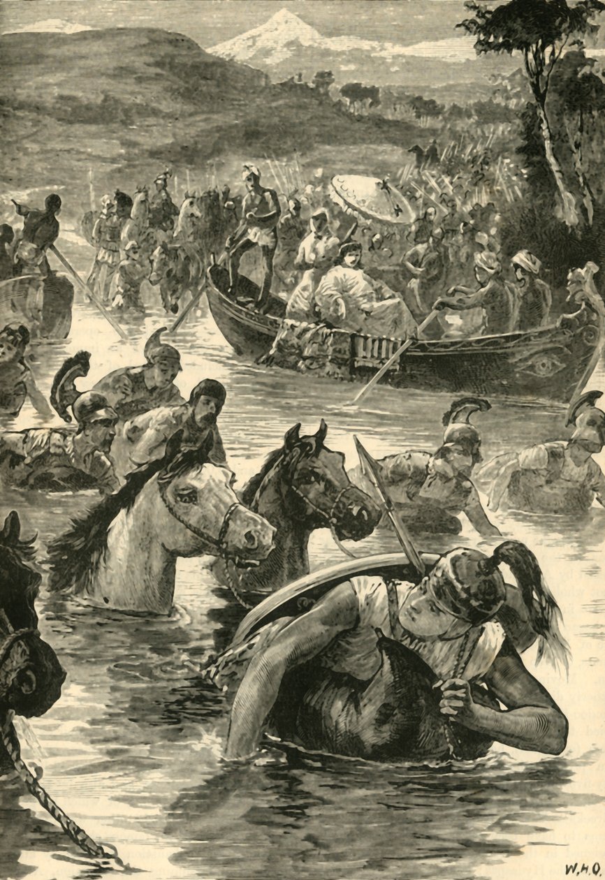 A macedónok átkelnek a Jaxartesen, 1890. alkotó: Unbekannt