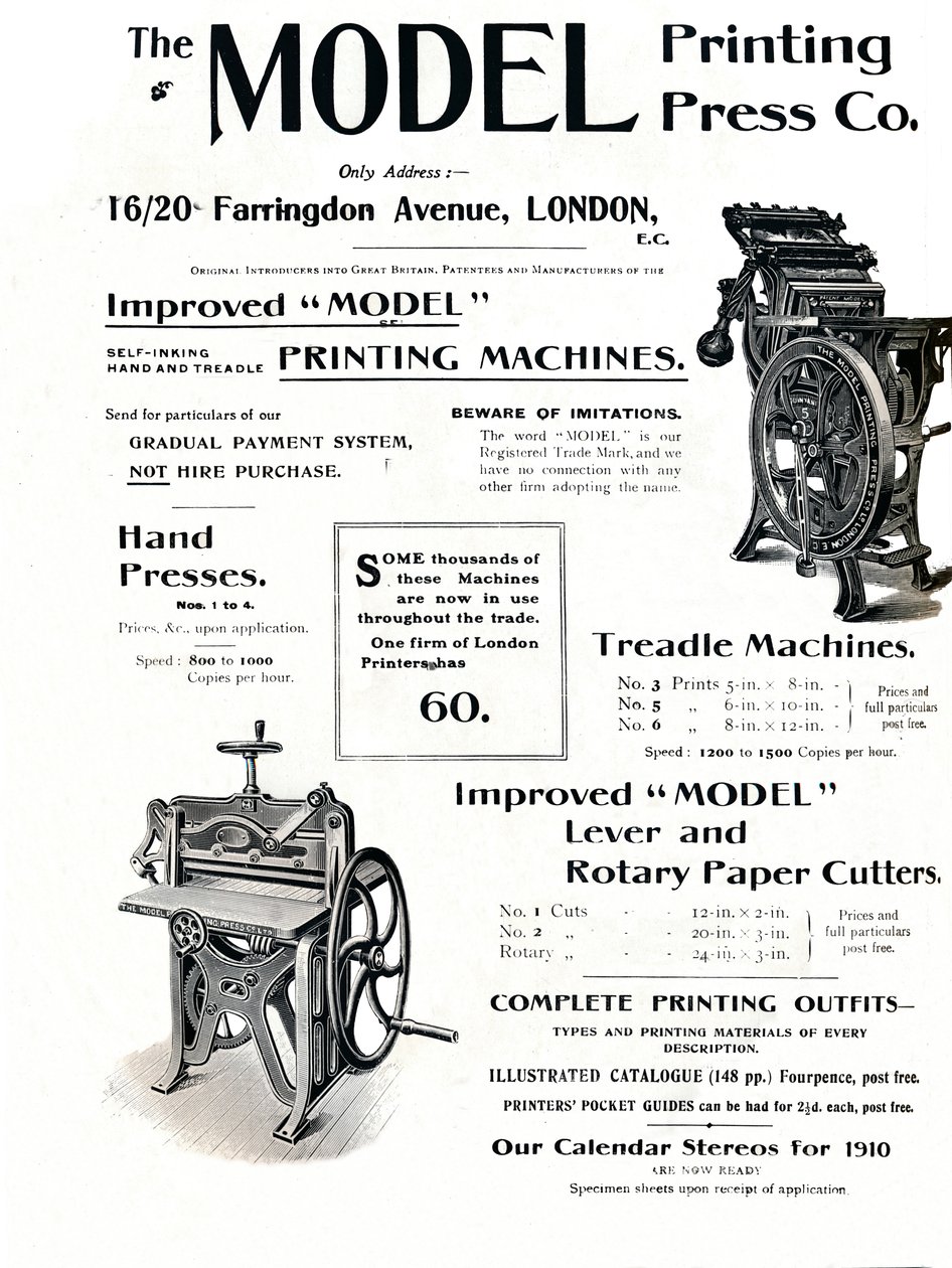The Model Printing Press Co., 1910 alkotó: Unbekannt