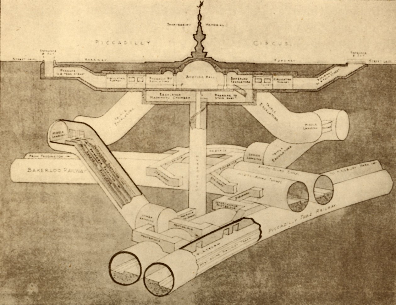 Az új Piccadilly Circus metróállomás, 1930. alkotó: Unbekannt