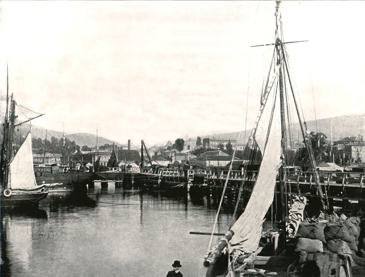 Hobart kikötője, Tasmania, Ausztrália, 1895. alkotó: Unbekannt