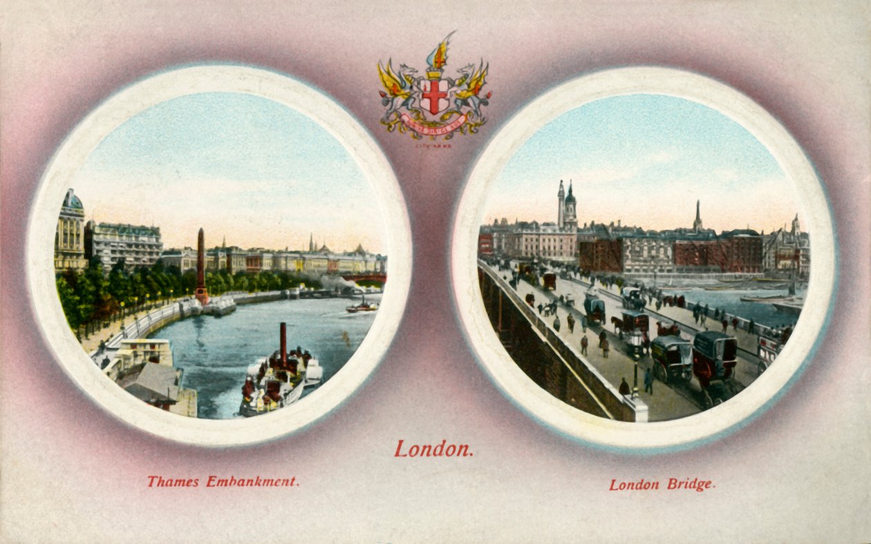 The Thames Embankment és London Bridge, London, 1909. alkotó: Unbekannt