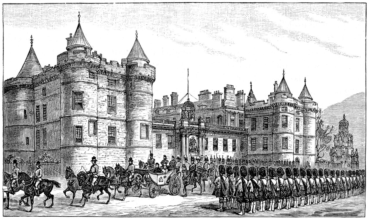 A királynő elhagyja a Holyrood-palotát, Edinburgh, 1886, 1900 alkotó: Unbekannt