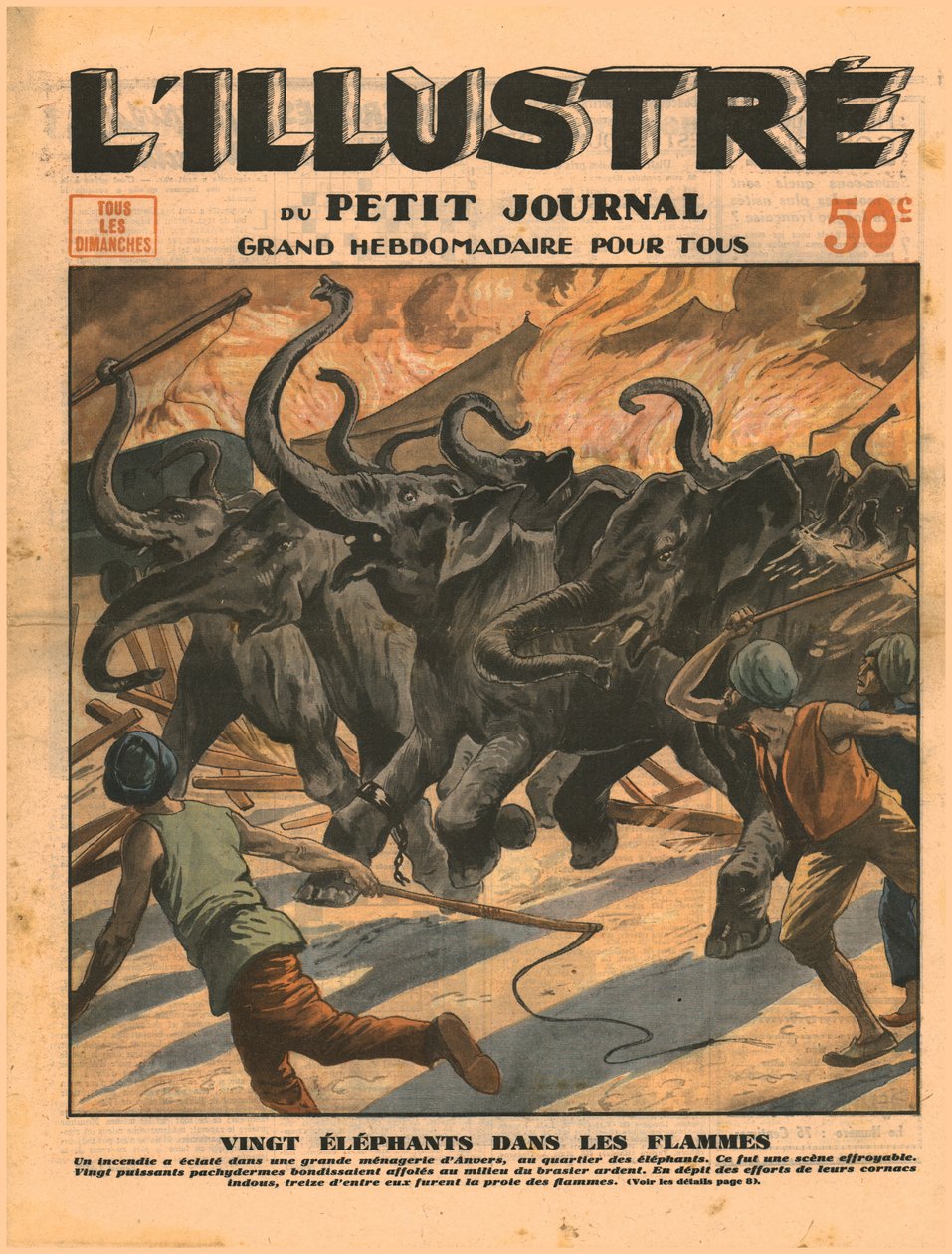 Húsz elefánt a lángokban, 1932. alkotó: Unbekannt