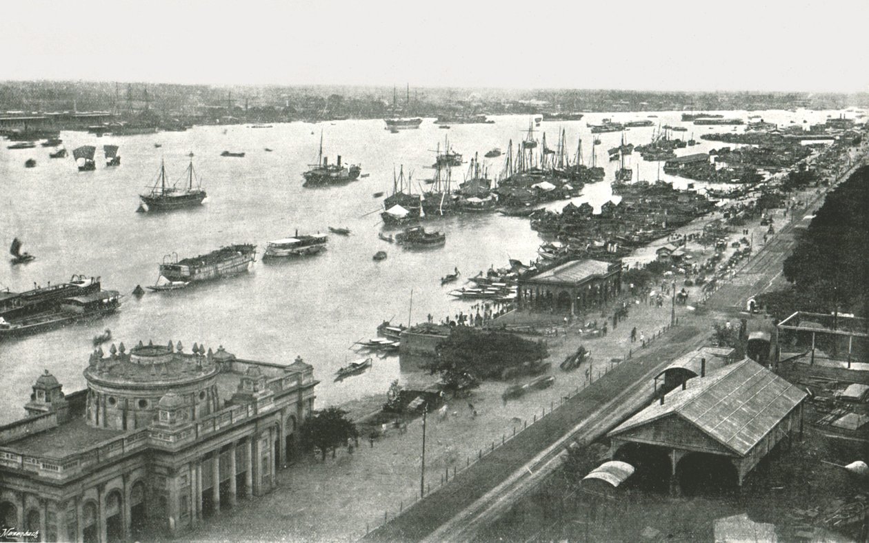 Kilátás a Hooghly-hídról, Kalkutta, India, 1895. alkotó: Unbekannt