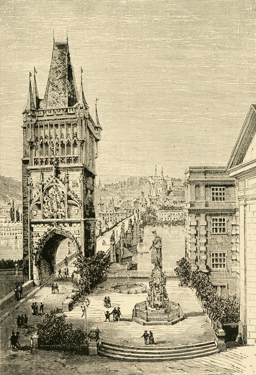 Kilátás Prágában – A hídtorony, 1890. alkotó: Unbekannt
