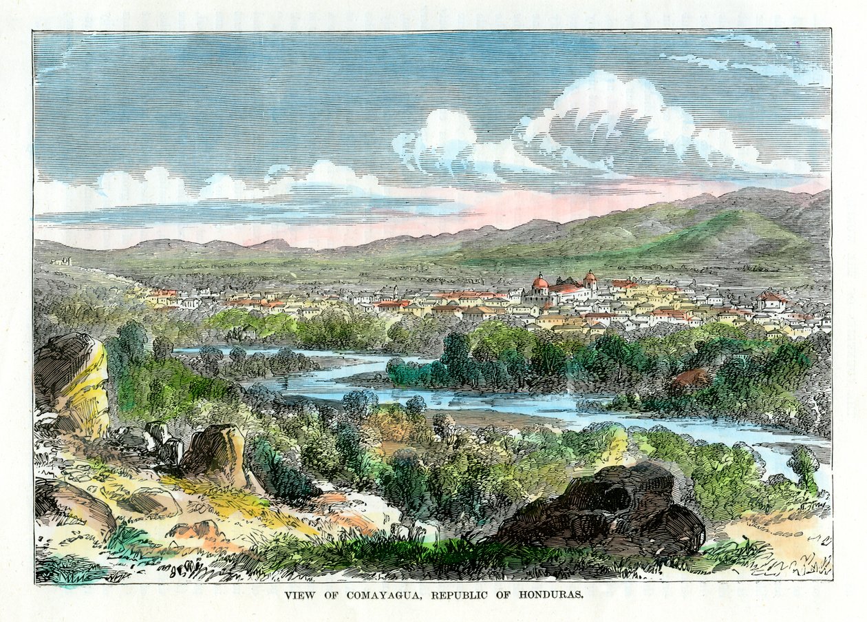 Comayagua kilátása, Honduras Köztársaság, 1880 alkotó: Unbekannt