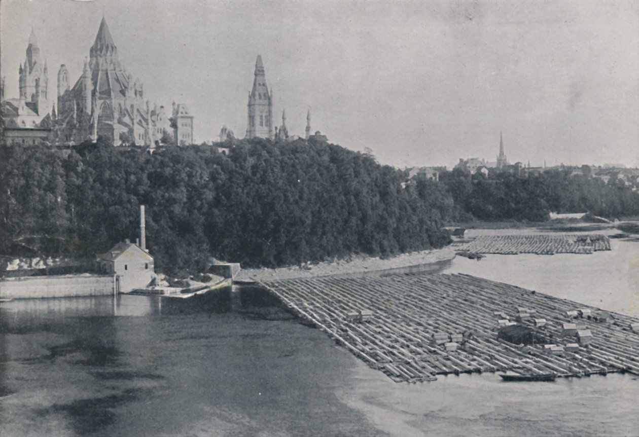 Ottawa kilátása rönktutajokkal, 1924 alkotó: Unbekannt