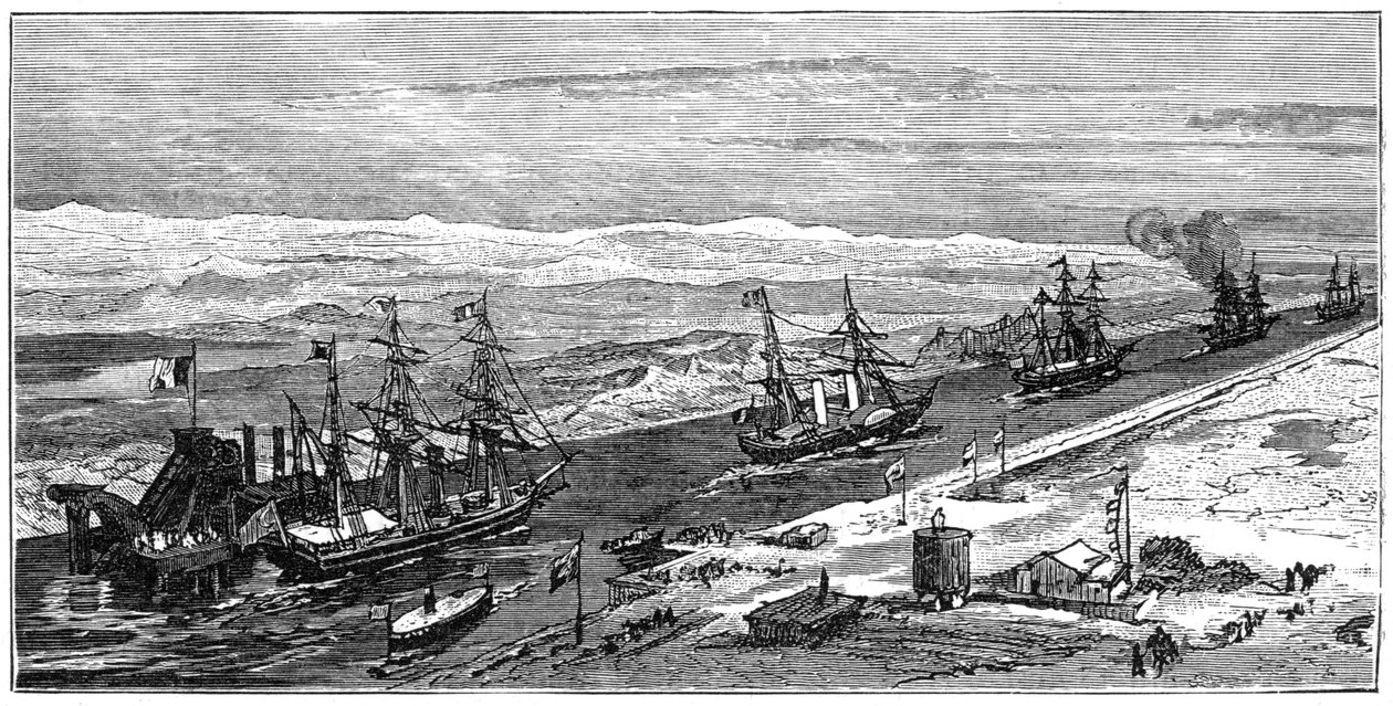 Kilátás a Szuezi-csatornára, Egyiptom, 1900 alkotó: Unbekannt