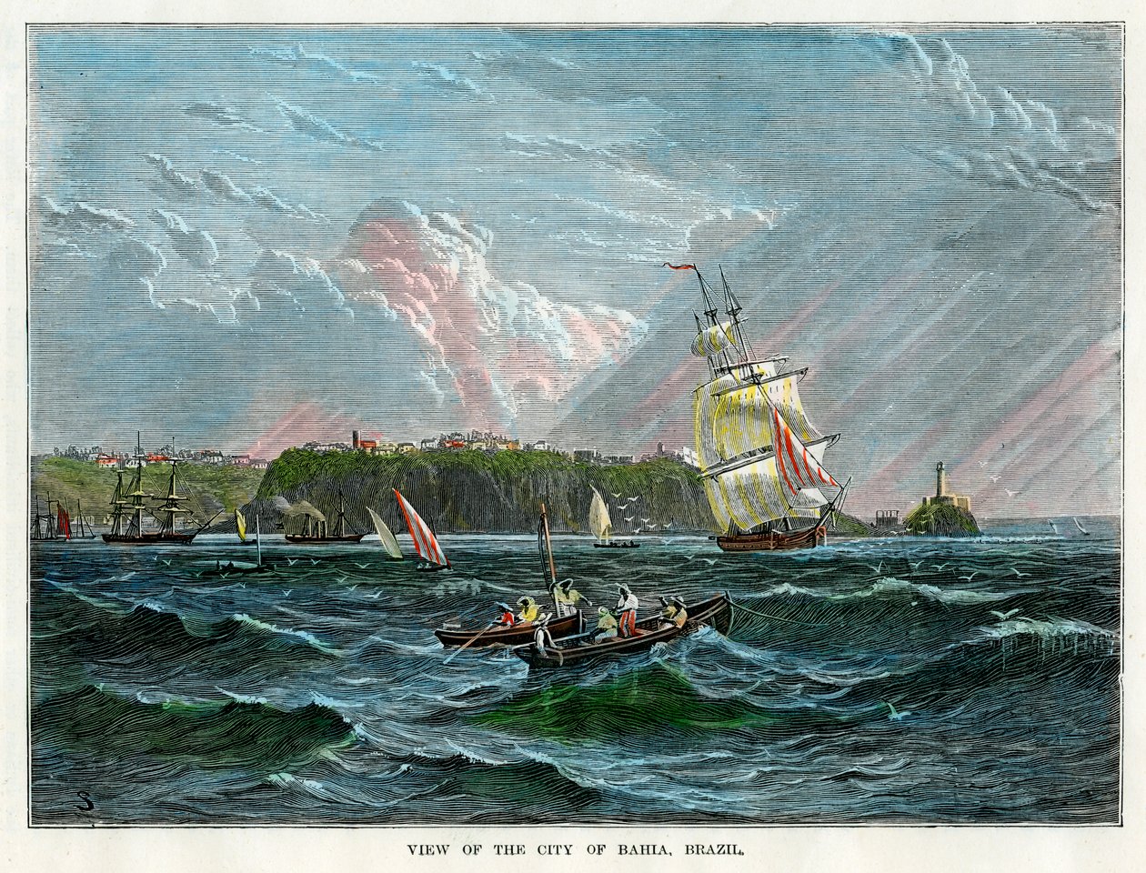 Kilátás Bahia városára, Brazíliában, 1880 alkotó: Unbekannt
