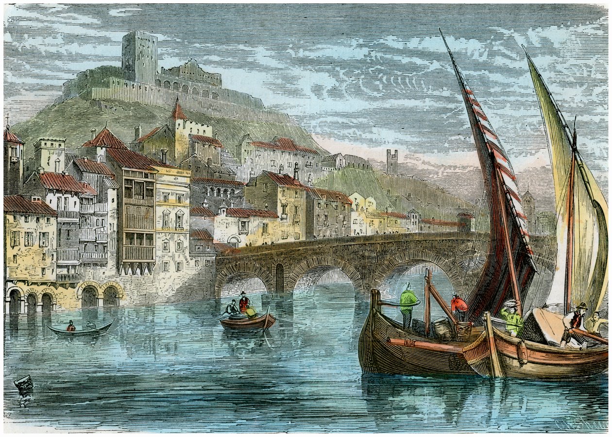 Kilátás Verona városára, Olaszország, 1880 alkotó: Unbekannt