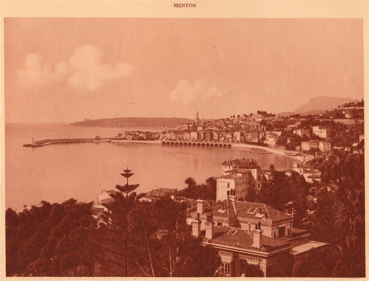Kilátás a Garavan Boulevardról, Menton, 1930. alkotó: Unbekannt