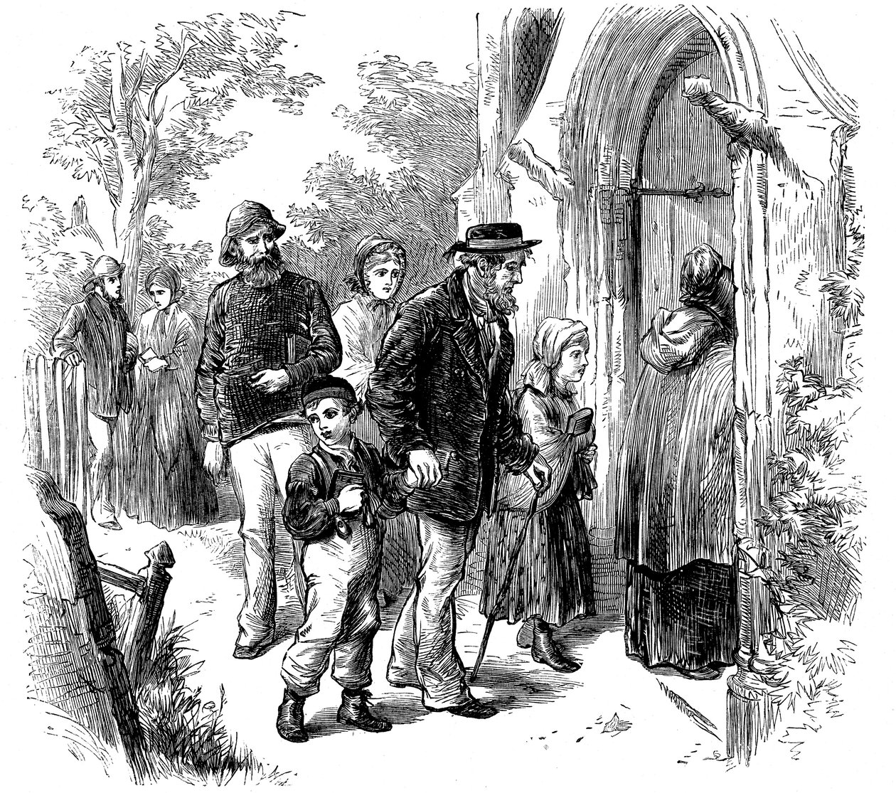 Falusiak templomba mennek vasárnap, London, 1872 alkotó: Unbekannt