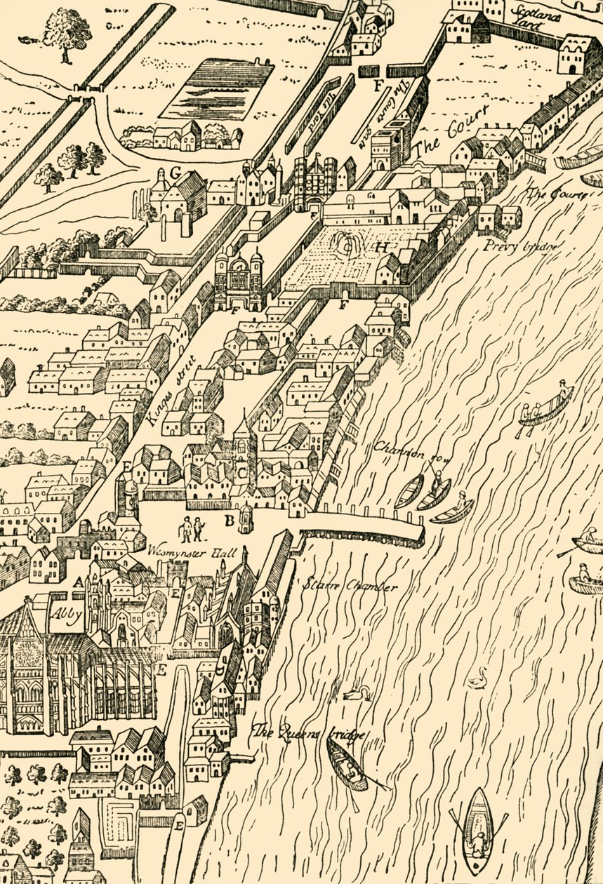 Whitehall és Westminster. Aggas térképről, 1881. alkotó: Unbekannt