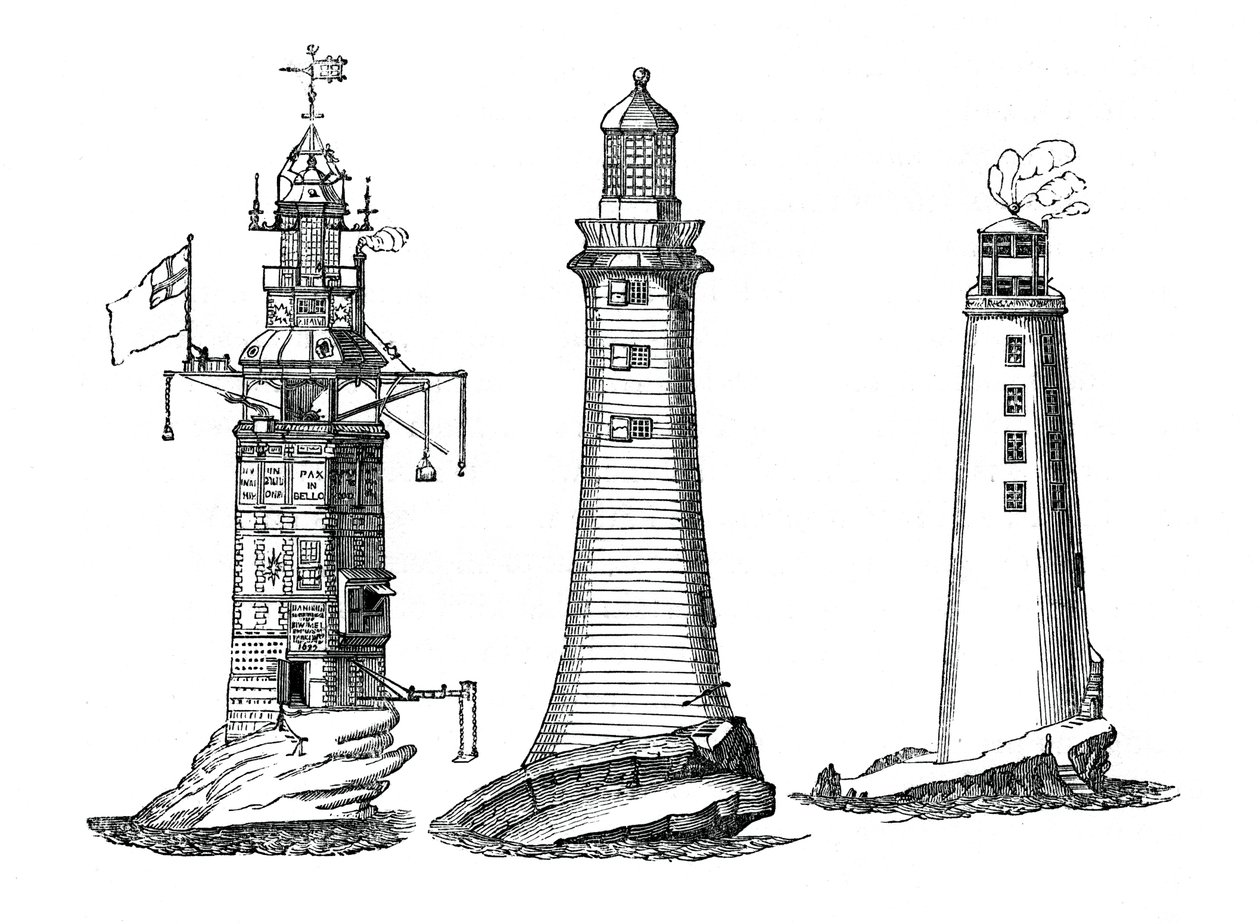 Winstanley, Smeaton és Rudyerd világítótornyok, 1833 alkotó: Unbekannt