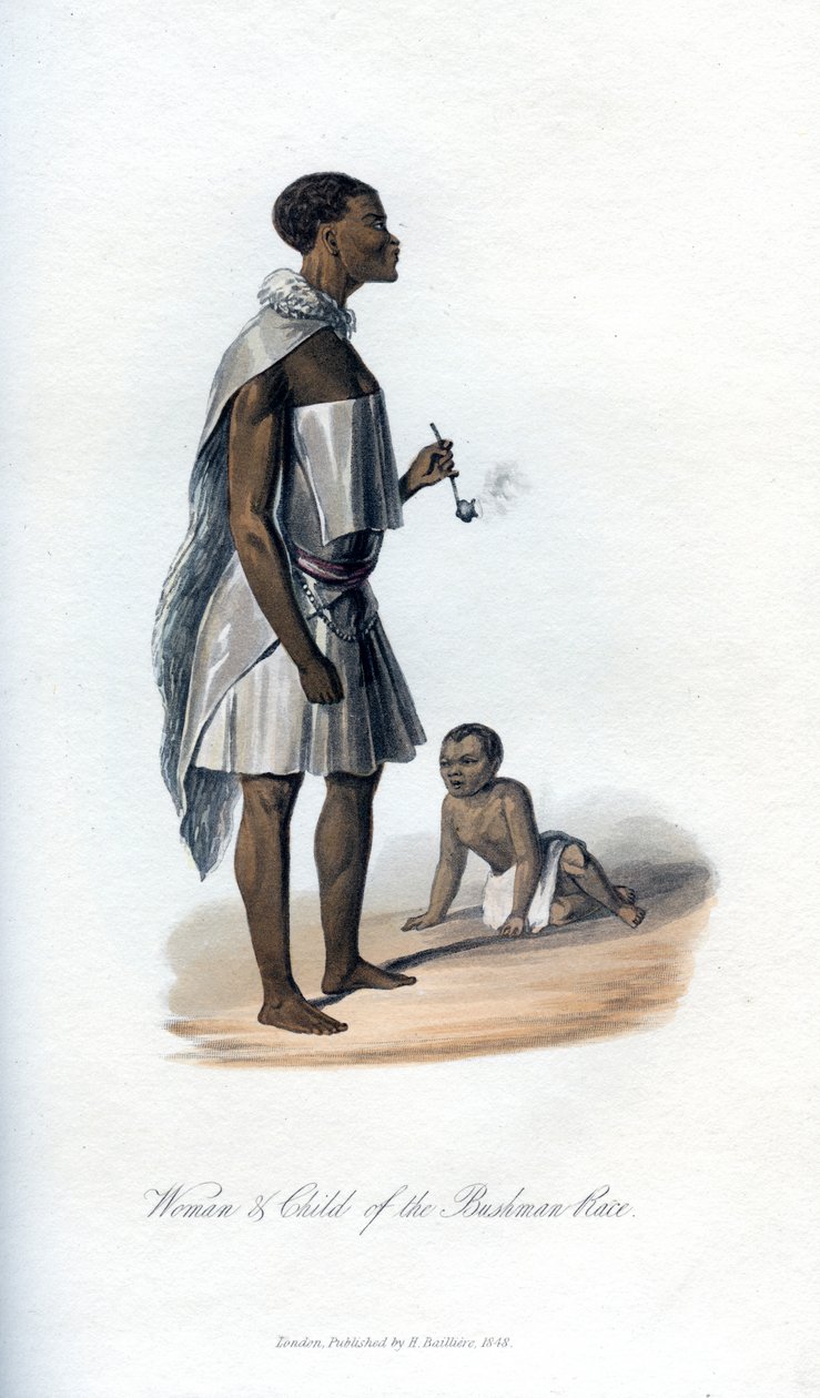 A Bushman Race nő és gyermeke, 1848 alkotó: Unbekannt