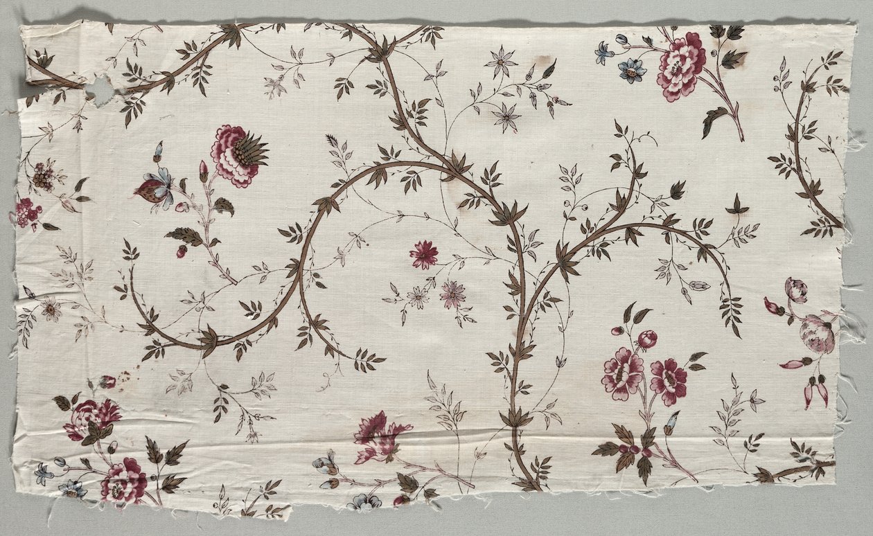 Woodblock nyomtatott pamut töredék, 1785. alkotó: Unbekannt