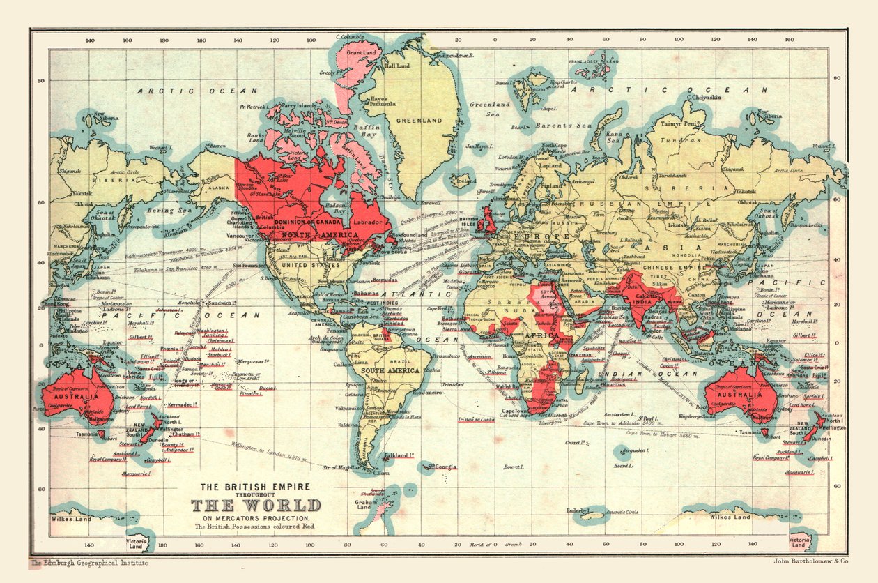 Világtérkép, amely a Brit Birodalmat mutatja, 1902. alkotó: Unbekannt