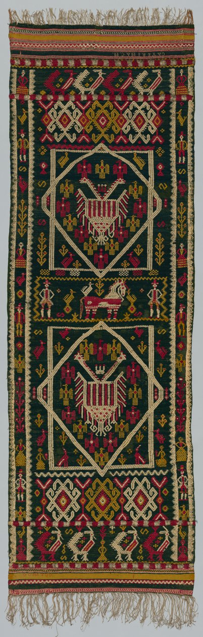 Szőtt ágy- vagy ládahuzat, 1700-as évek. alkotó: Unbekannt