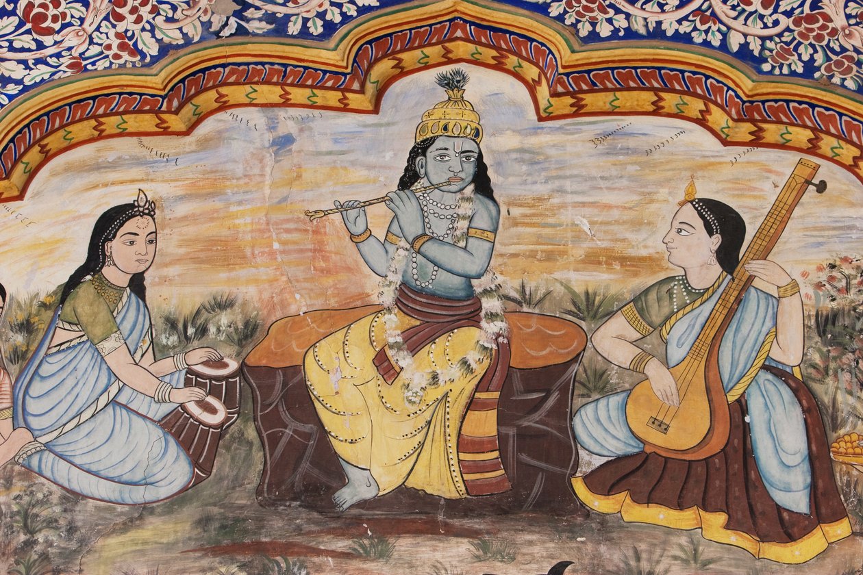 Részlet a festményekről a Nawalgarh Podar Haveli Múzeum udvarán, Nawalgarh, Rajasthan, India alkotó: Unbekannt Unbekannt