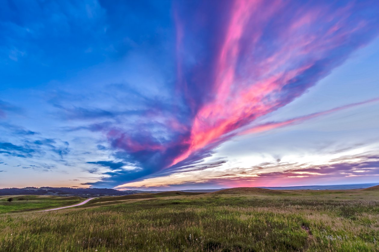 Naplemente a Reesor Ranch-on, a Cypress Hills szélén, az Alberta-Saskatchewan határon, 2014. július 4. alkotó: Unbekannt Unbekannt