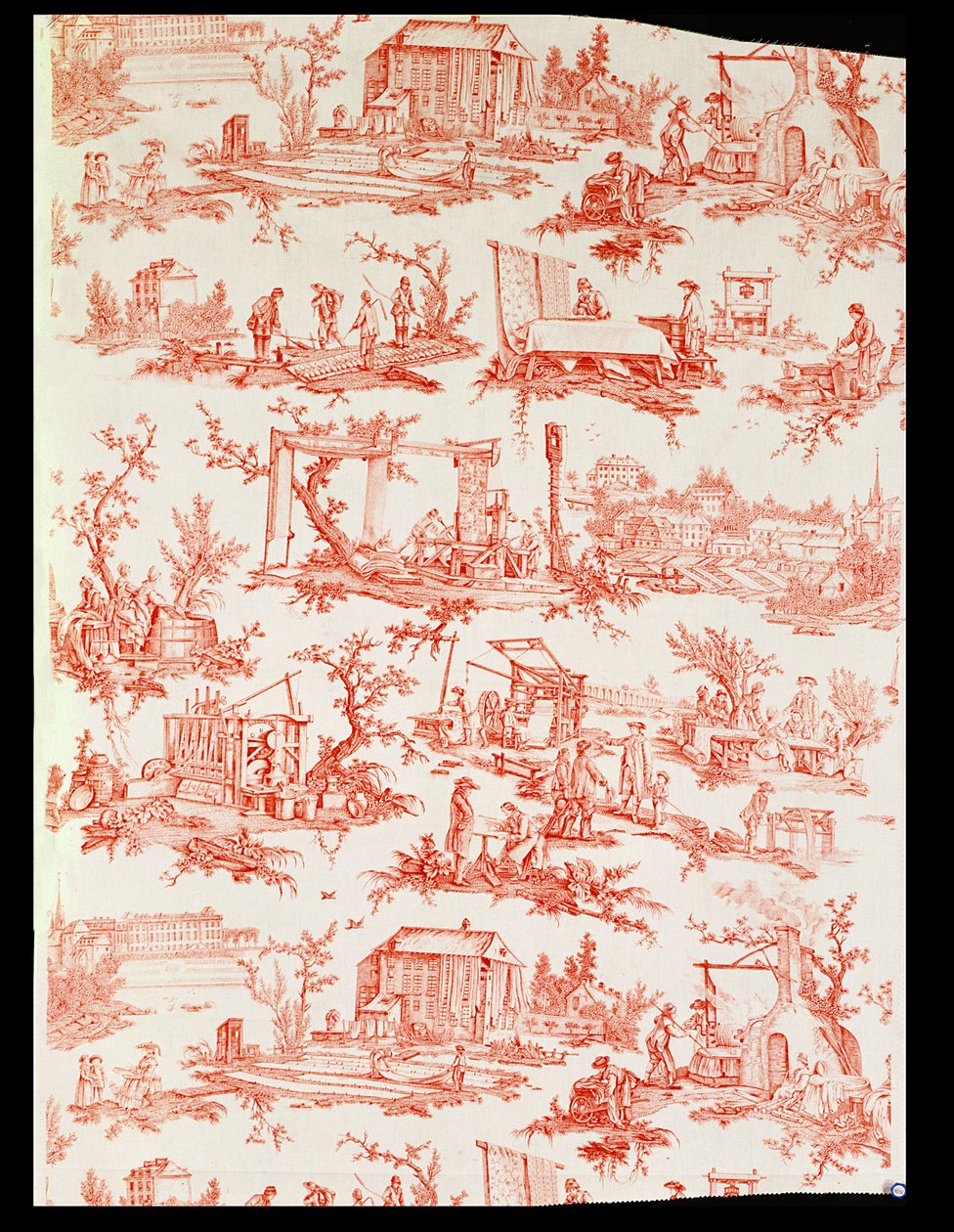 Toile de Jouy, a pamut gyártási folyamatait szemlélteti, Christophe Huet, francia, 1783. alkotó: Unbekannt Unbekannt