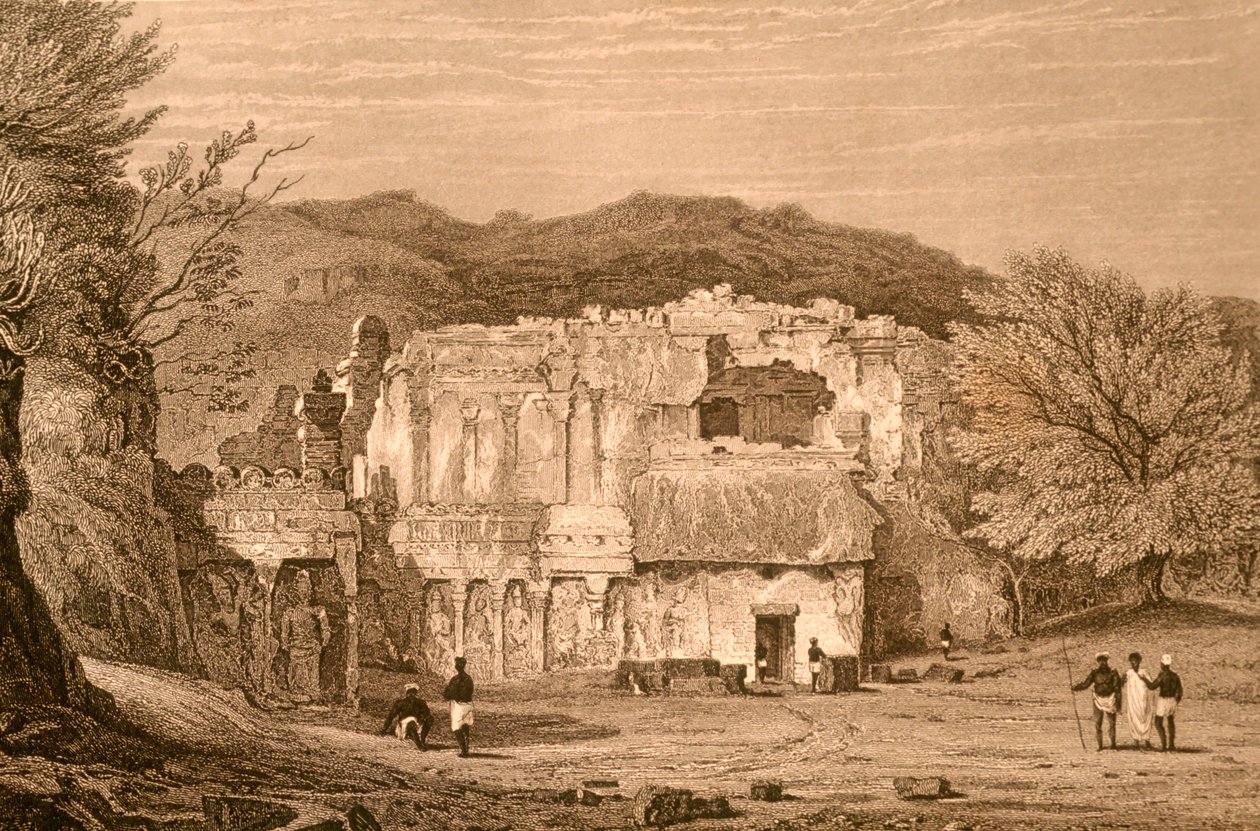 Elora barlangok, Maharashtra, India (metszet) alkotó: Unbekannter Künstler