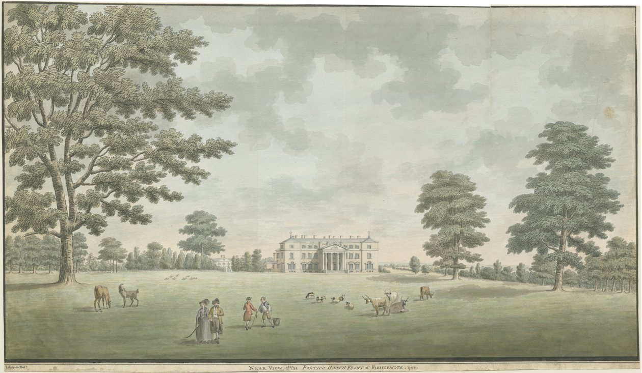 Fisherwick Hall: vízfestmény, 1786 alkotó: Unbekannt
