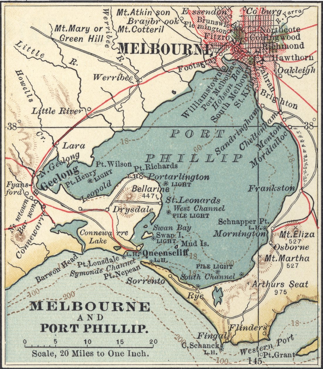 Melbourne térképe, 1900 körül (metszet) alkotó: Unbekannter Künstler