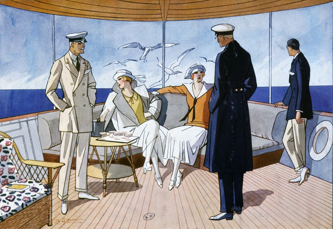 Egy jachton, 1925 körül (akvarell) alkotó: Unbekannter Künstler