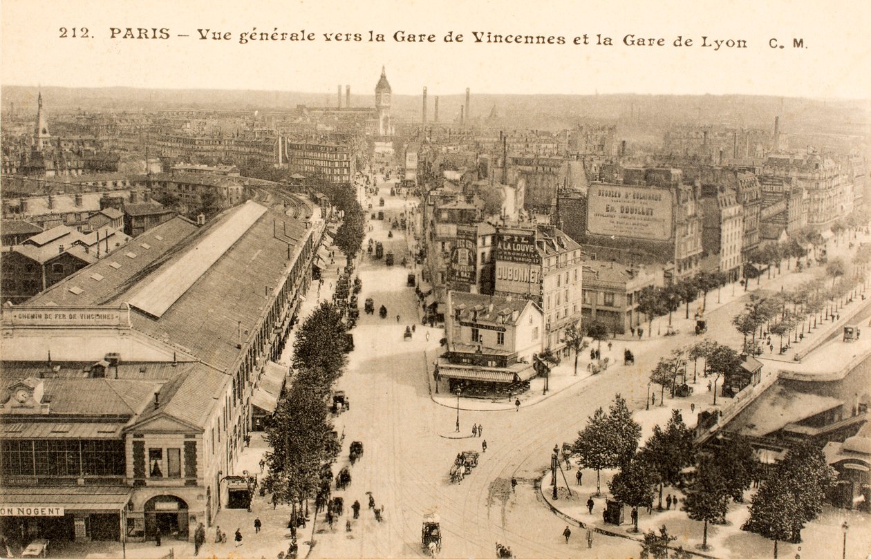 Képeslap/Vincennes állomás/Lyon állomás/Párizs/Seine/Ile de France/Franciaország alkotó: William M. Timlin