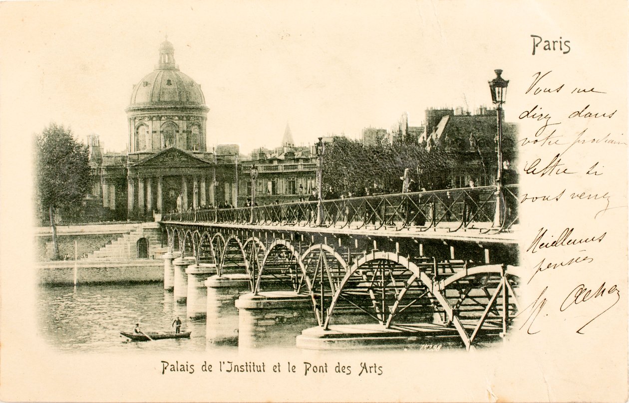 Képeslap / Az intézet / Pont des Arts / Párizs / Szajna / Ile de France / Franciaország alkotó: William M. Timlin