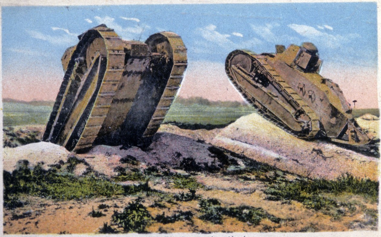 Renault tankok, 1910 körül (képeslap) alkotó: Unbekannter Künstler