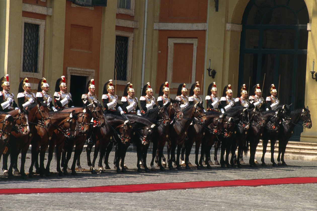 Katonák lóháton a cuirassiers gálán alkotó: William M. Timlin