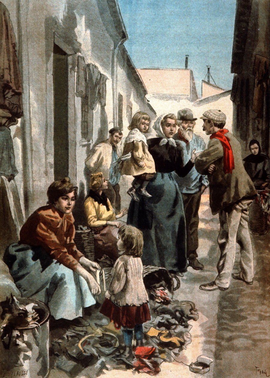 rongyos-csontos emberek Párizsban, 1900 körül (illusztráció) alkotó: Unbekannter Künstler