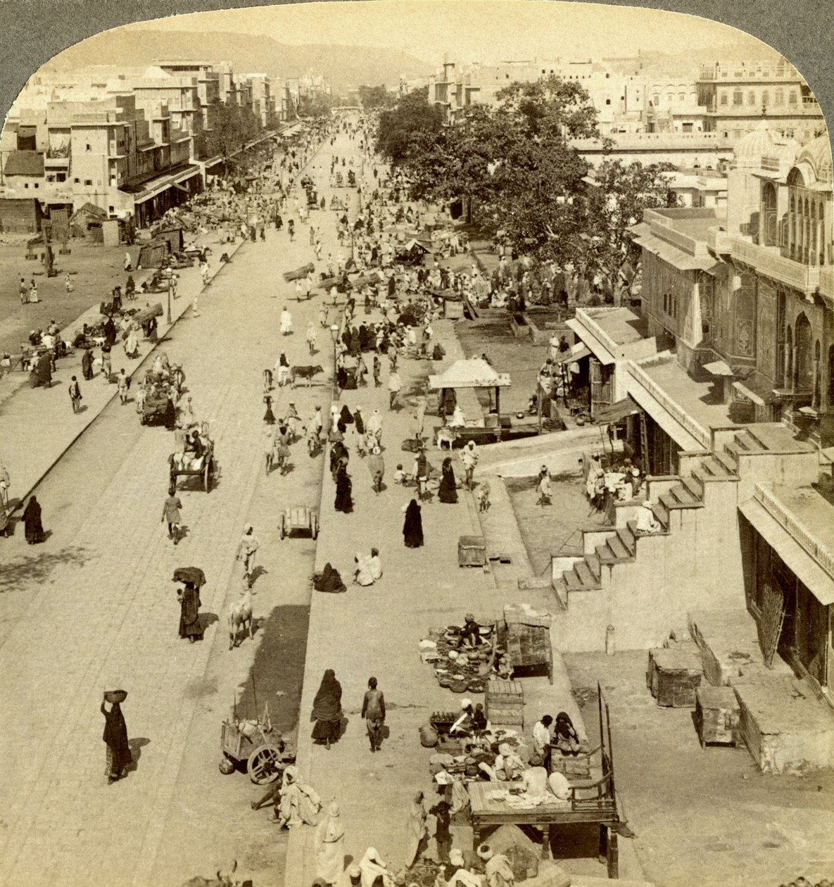 Johri Bazár, Jepore, Orissa, India. alkotó: Underwood and Underwood