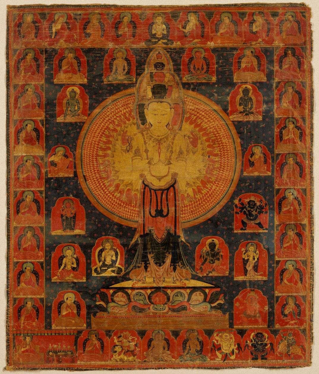 Ezerkarú Chenresi, a Bodhisattva Avalokiteshvara kozmikus formája. Tibet. alkotó: Unknown