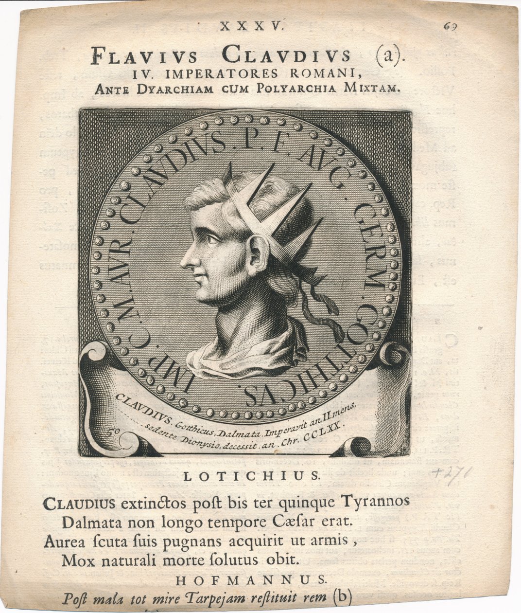 mélynyomás Marcus Aurelius Claudius Quintillus medaillon -ban alkotó: Unknown