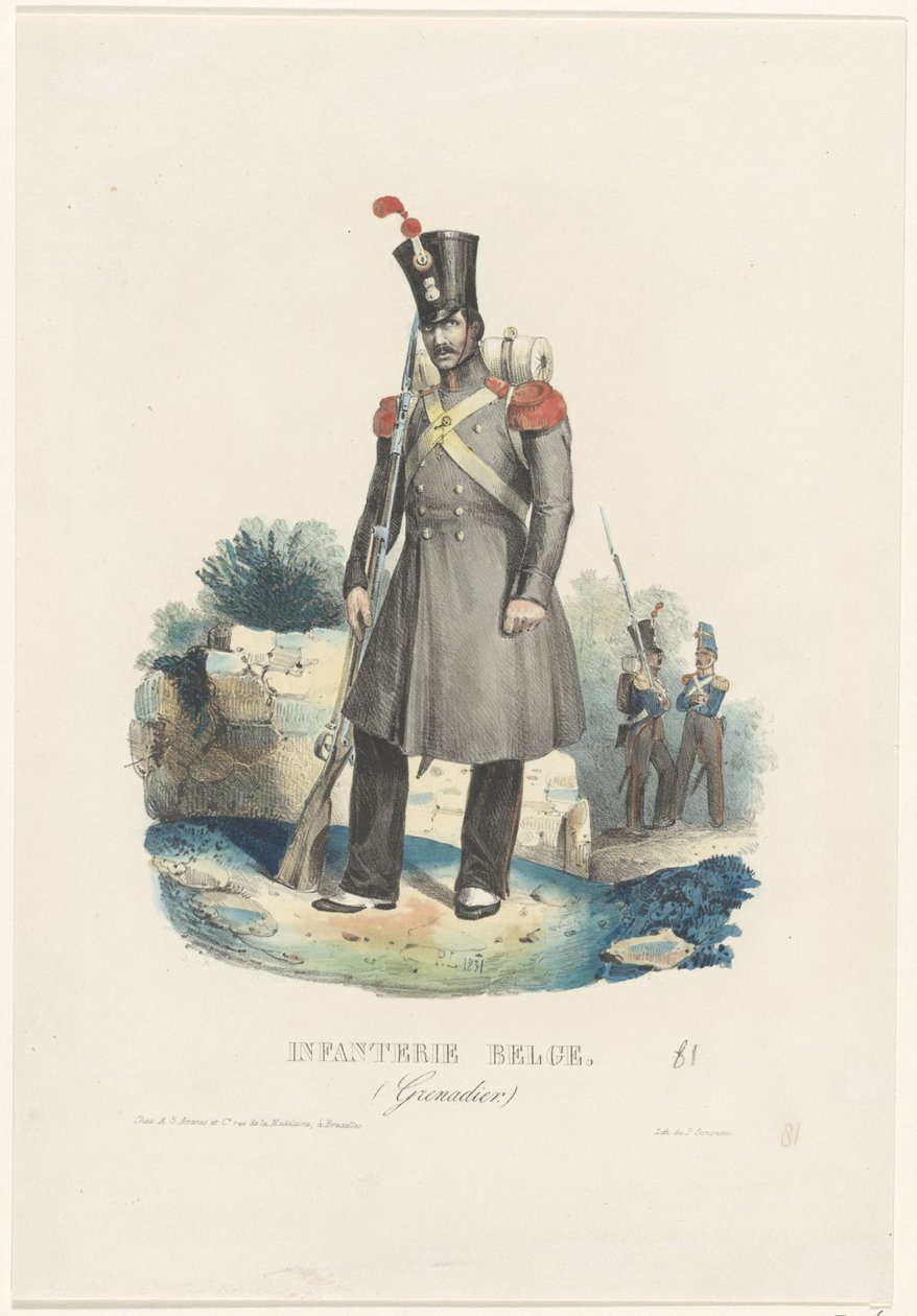 Belga gránátos, 1831 belga gyalogság. (Gránátos.) (cím a tárgyon) alkotó: Unknown