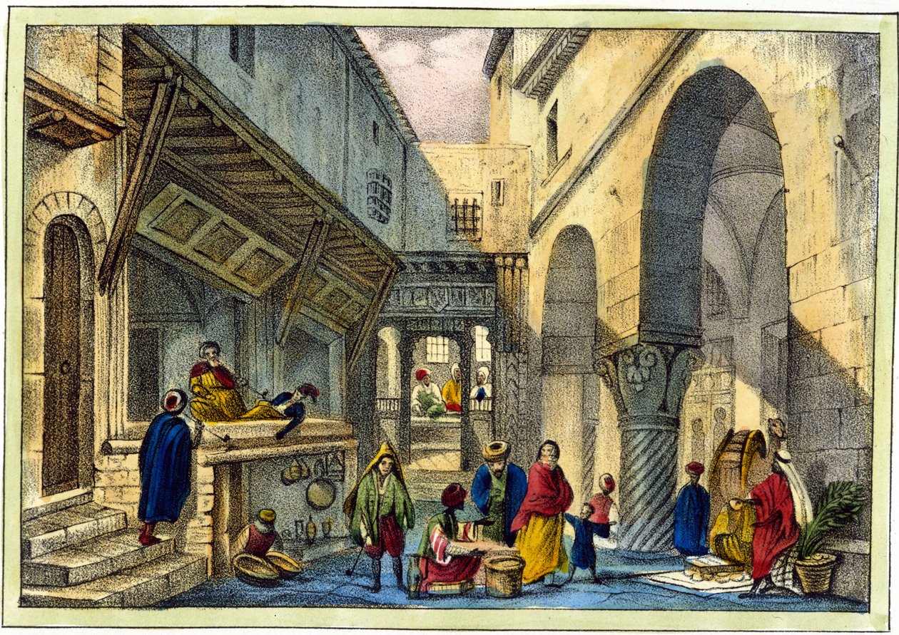 Egy piac Algírban. alkotó: Unknown artist