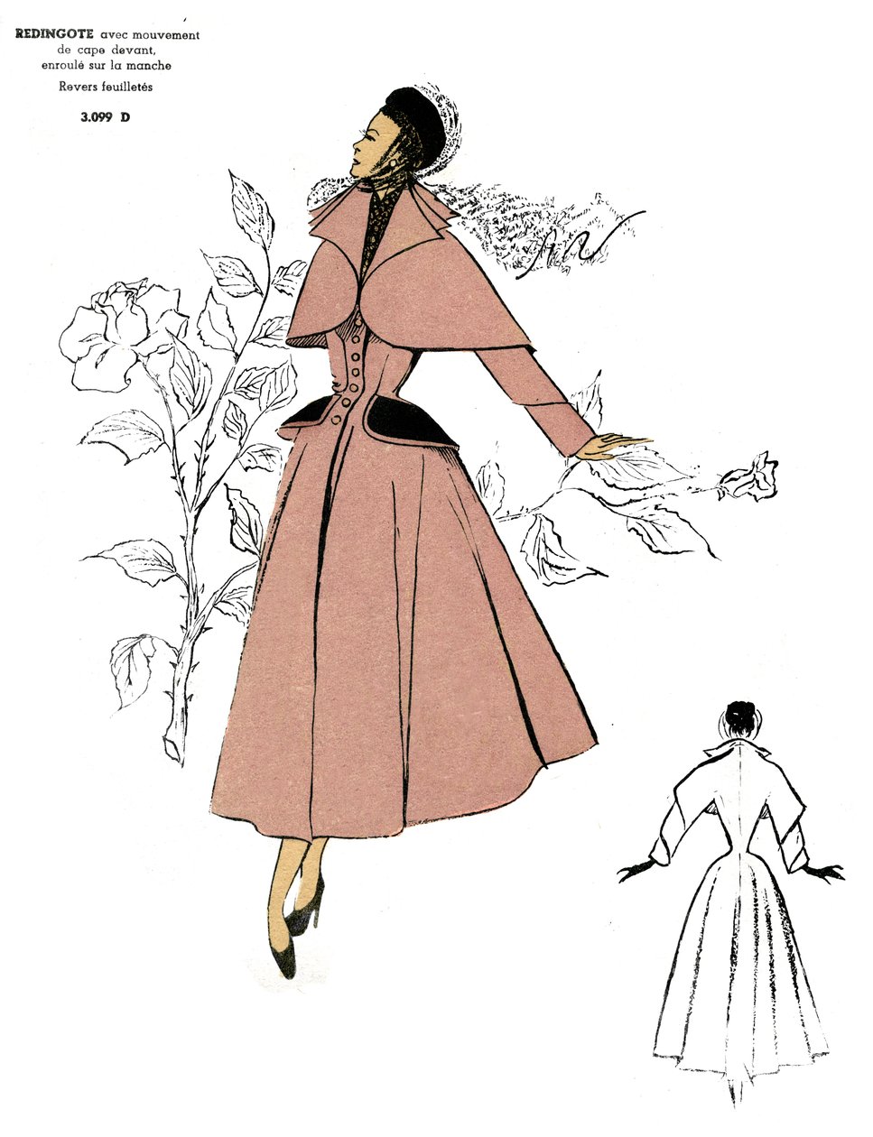 Francia divat, Redingote kabát design. alkotó: Unknown artist