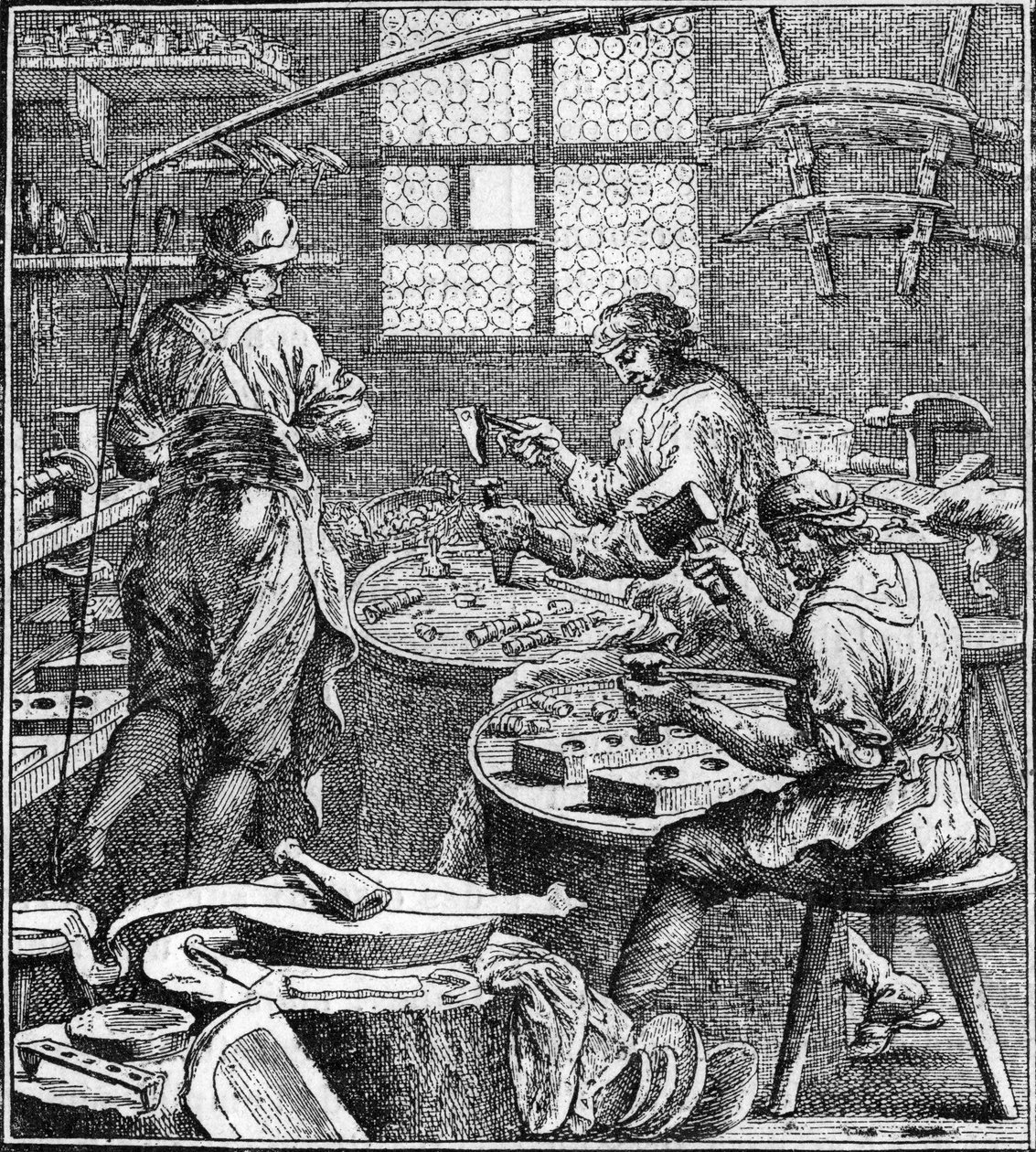 Varrásgyártás a 18. században. alkotó: Unknown artist