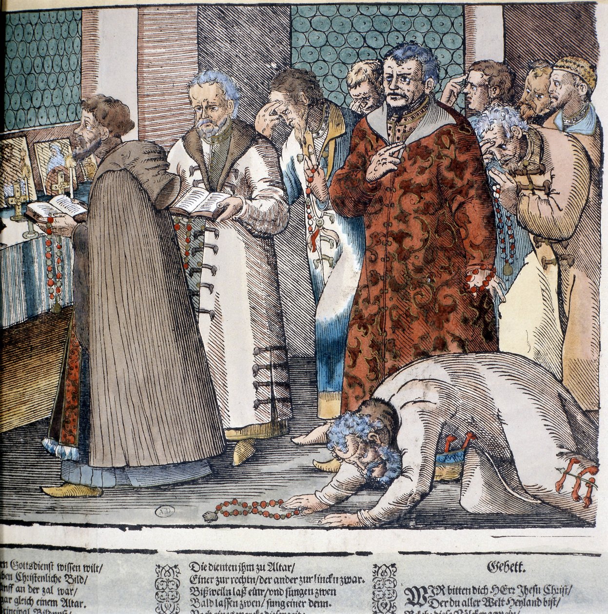 Ortodox mise Oroszországban. Metszés alkotó: Unknown artist