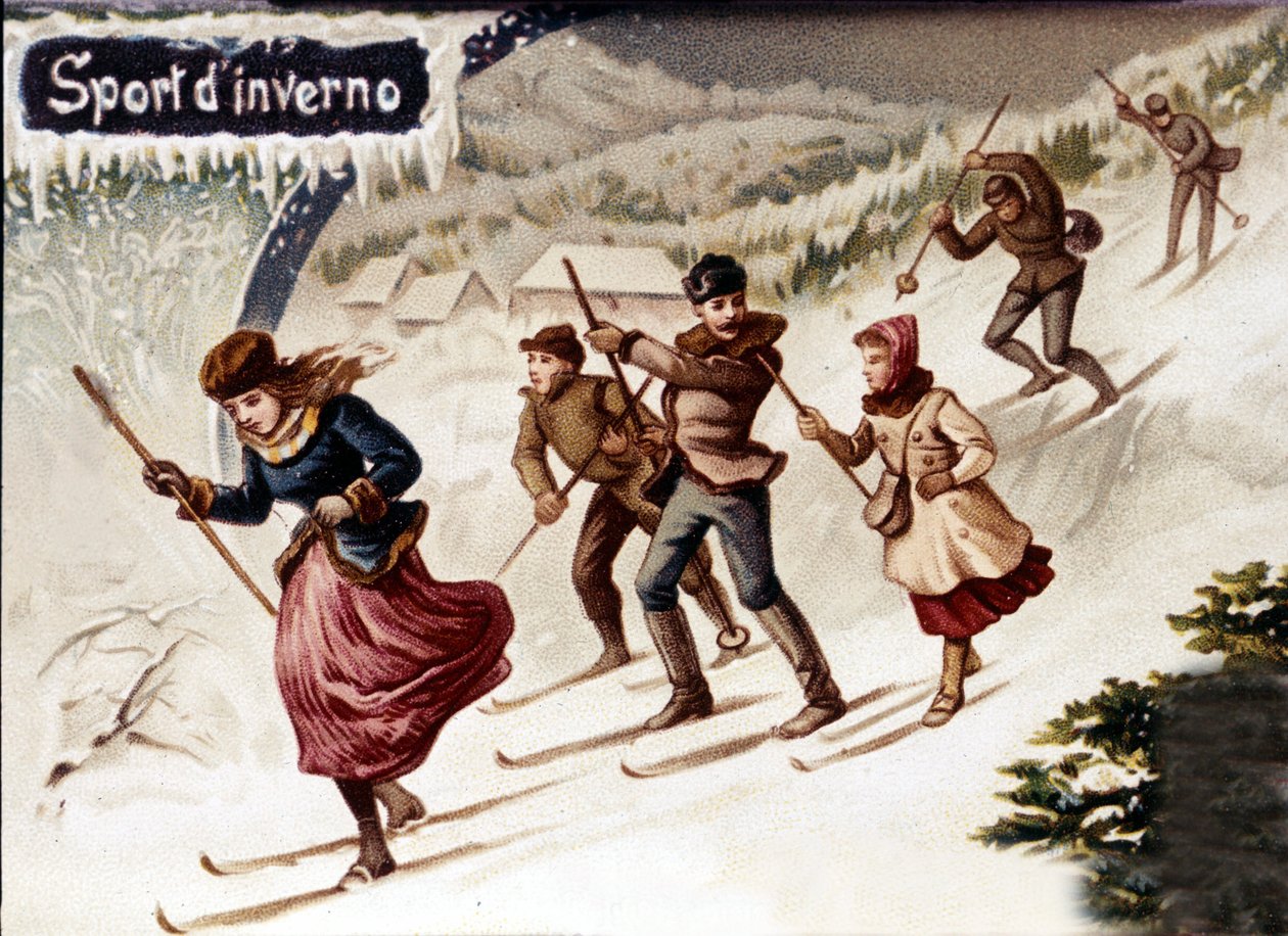 Síelők. Chromo., 19. század vége alkotó: Unknown artist