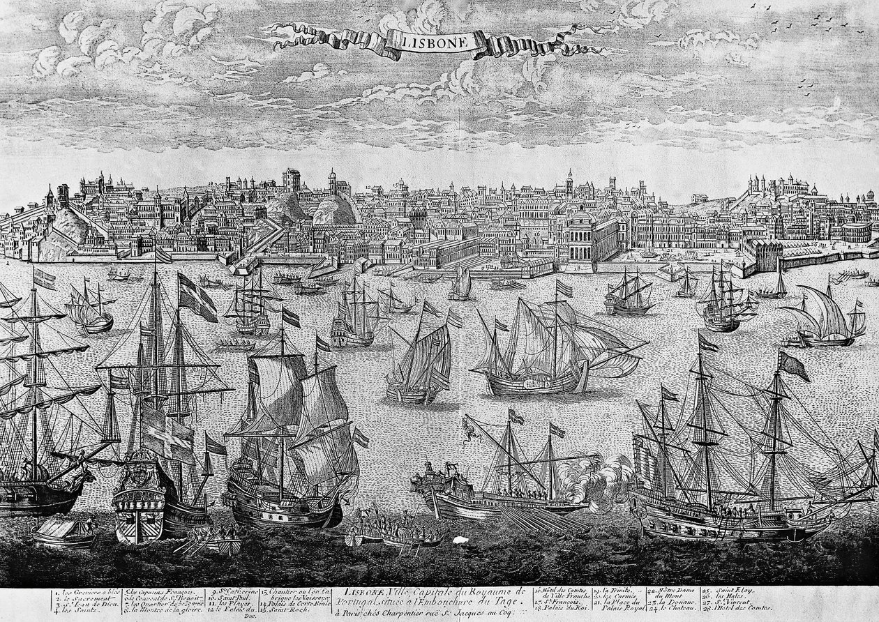 Kilátás Lisszabonra, metszet, Portugália alkotó: Unknown artist