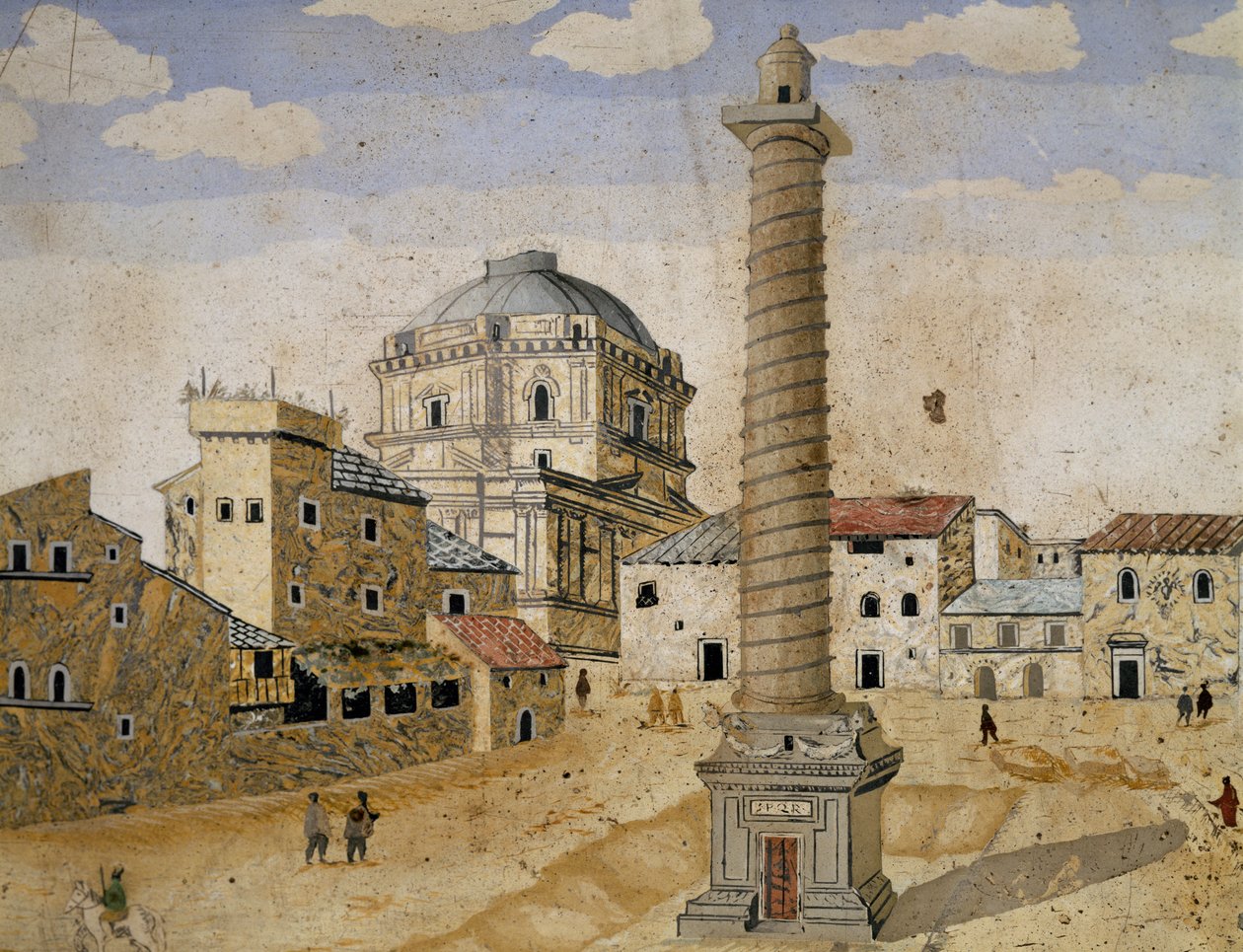 Róma látképe Traianus oszlopával alkotó: Unknown artist