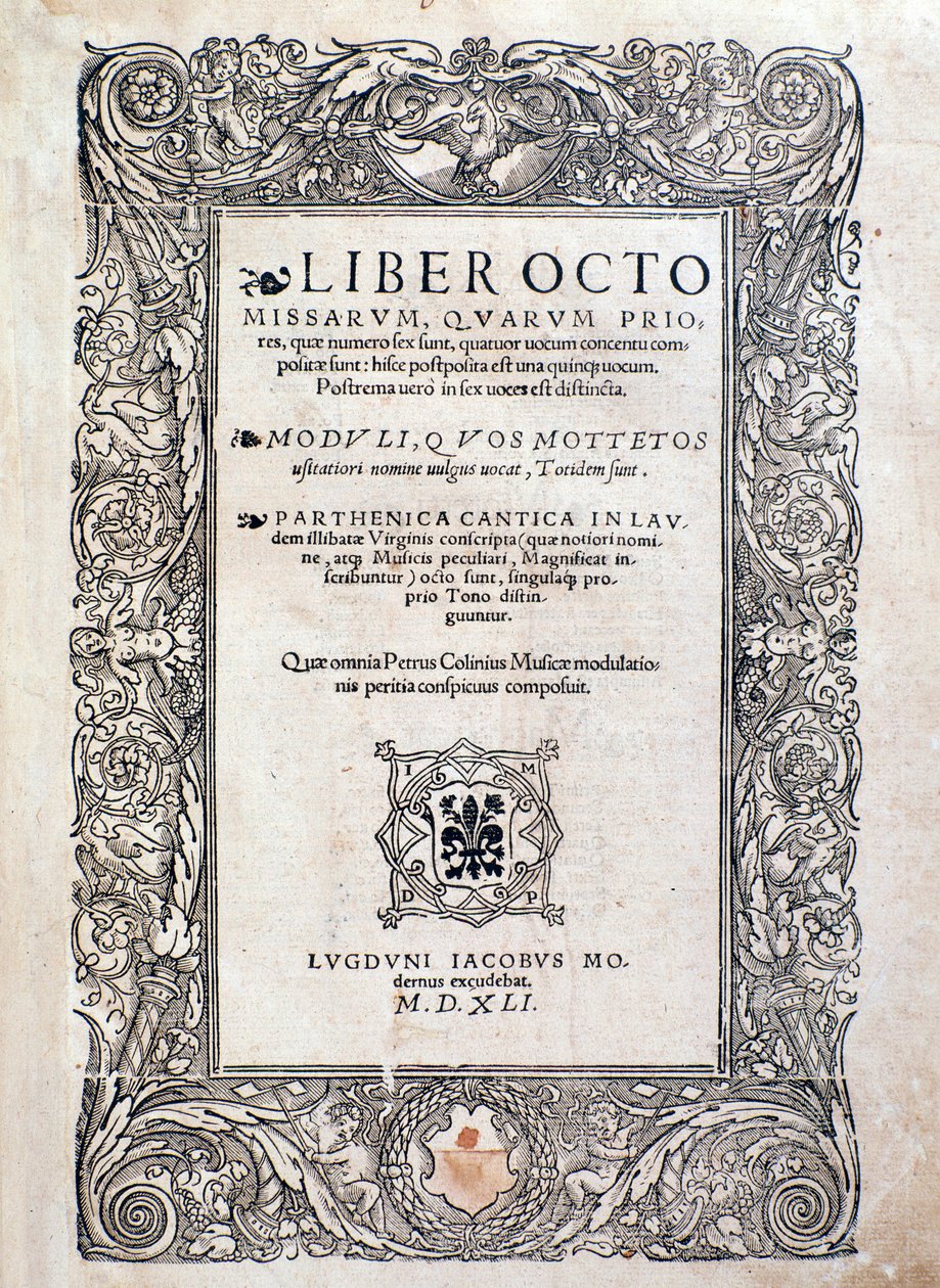 A Liber octo Missarum homlokzata (1541) alkotó: Unknown artist
