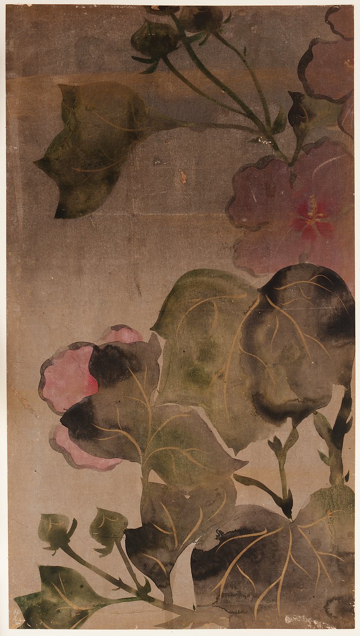 Hibiszkusz virágok és levelek alkotó: Unknown artist