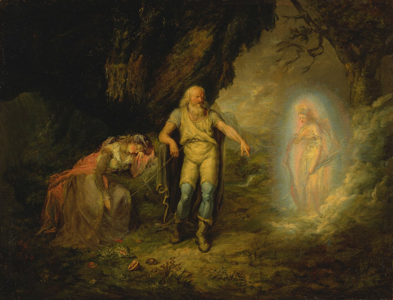 Prospero, Miranda és Ariel, a "The Tempest"-ből alkotó: Unknown artist