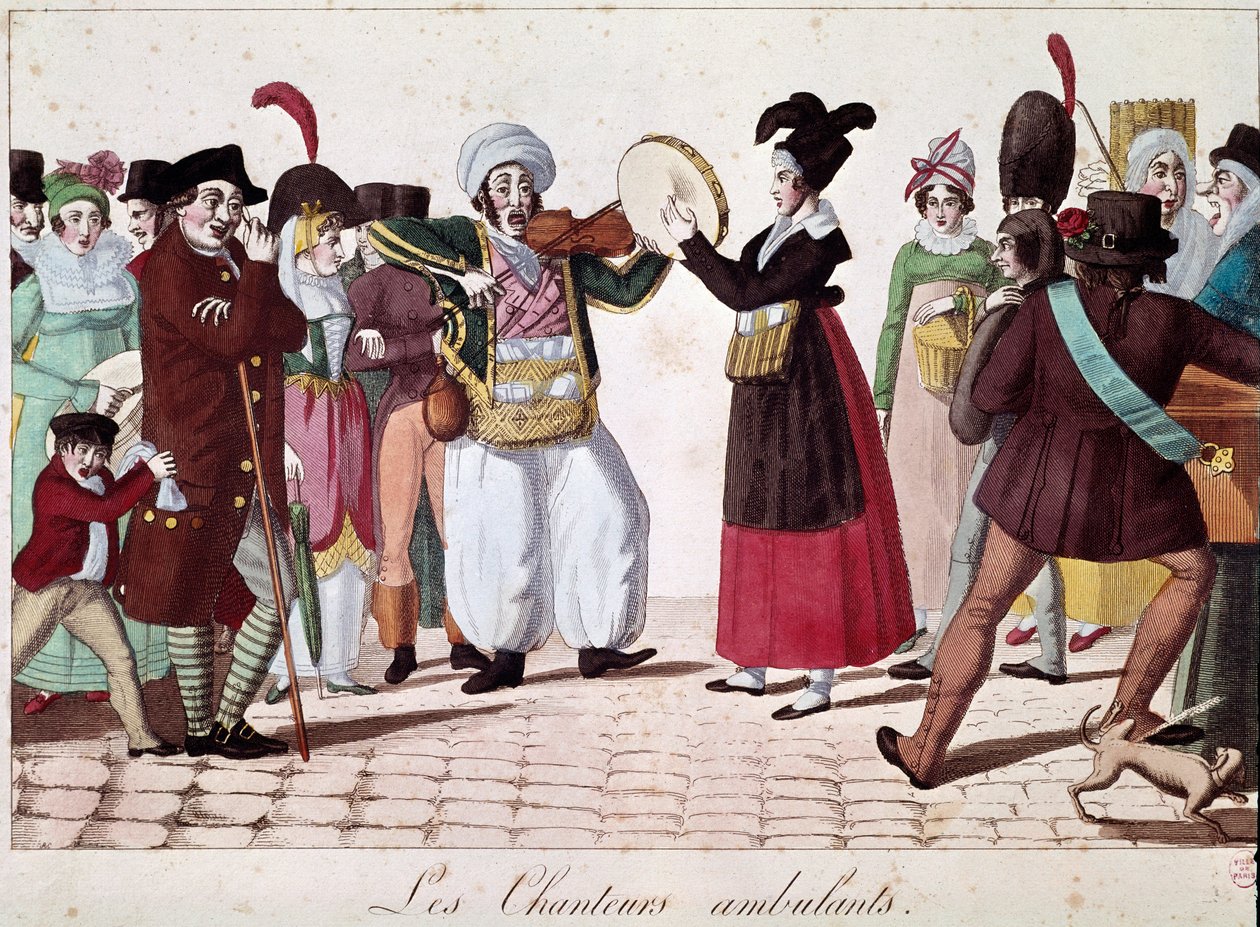 Utcazenészek (Bámészkodók az utcán) (Litográfia alkotó: Unknown artist