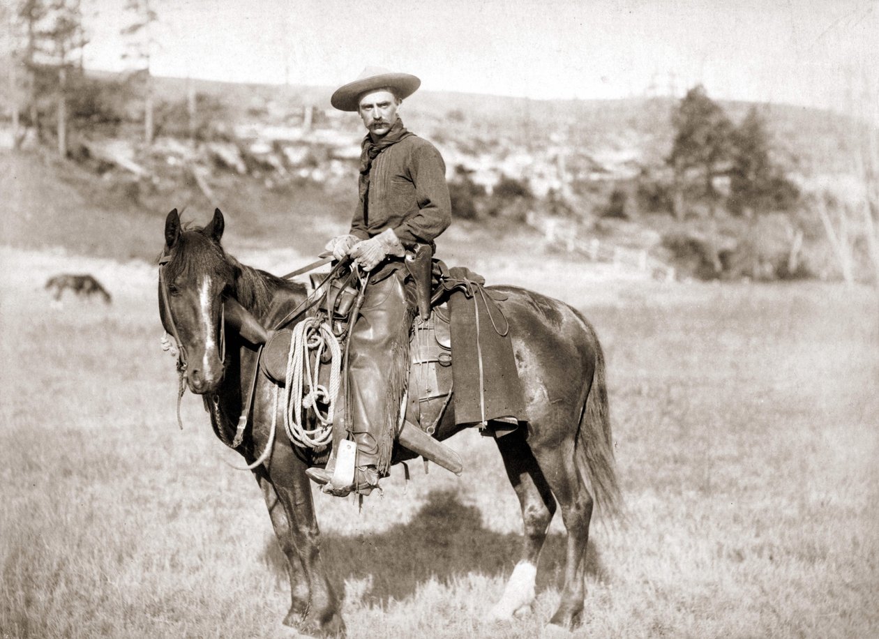 Egy cowboy lóháton - fotó alkotó: Unknown photographer